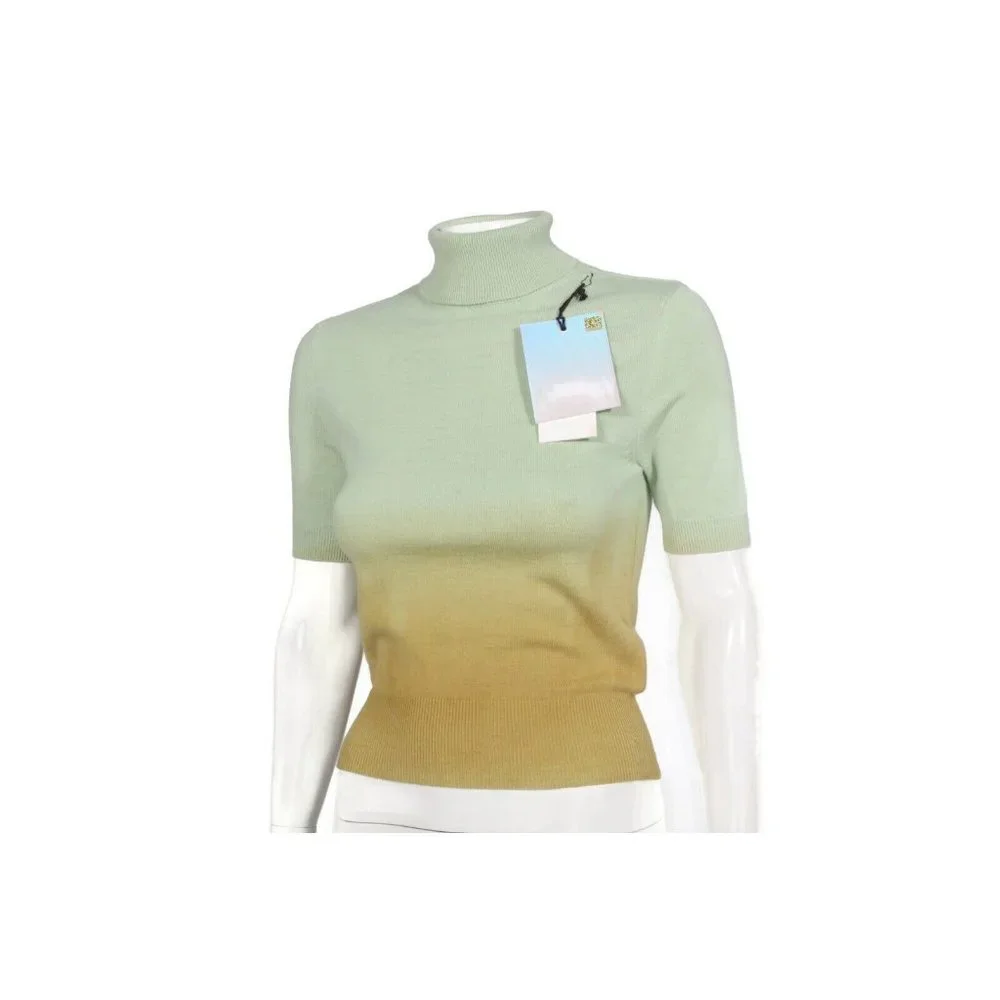 New ANDERSSON BELL Erin Piece Dyed Green Short Sleeve Sweater Womens XS NWT /034 - Picture 2 of 5